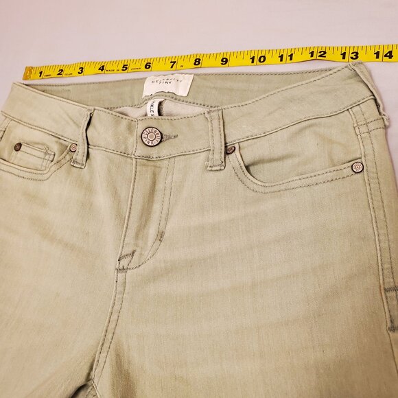 Celebrity Pink Light Green Skinny Ankle Jeans with Distressed Hem - 3/26 Juniors - Picture 7 of 12